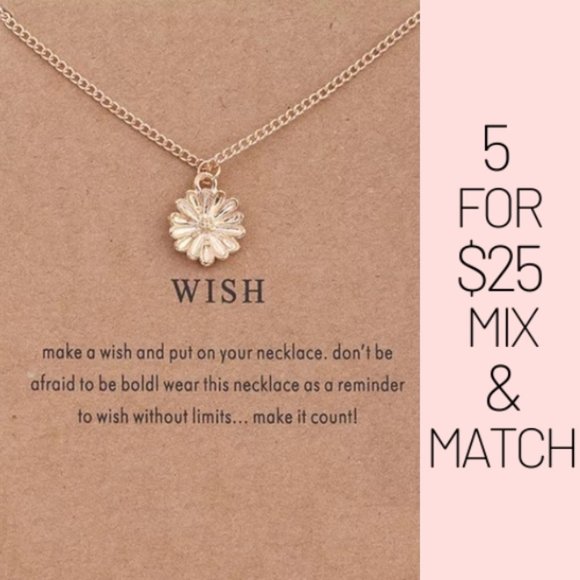 Jewelry - 5 for $25 Gold Color Flower Pendant Necklace